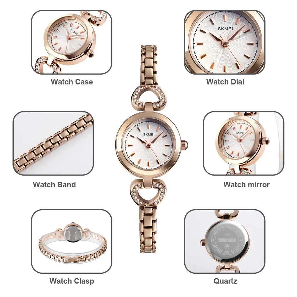 

SKMEI Fashion Luxury Women Dress Watches Quartz Wristwatches Casual Simple 3bar Waterproof Alloy Band Ladies Watch Reloj Gift