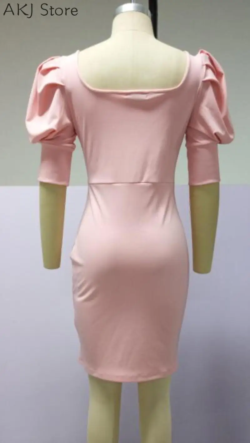 Сексуальное вечернее платье с пышными рукавами и пуговицами квадратным вырезом |