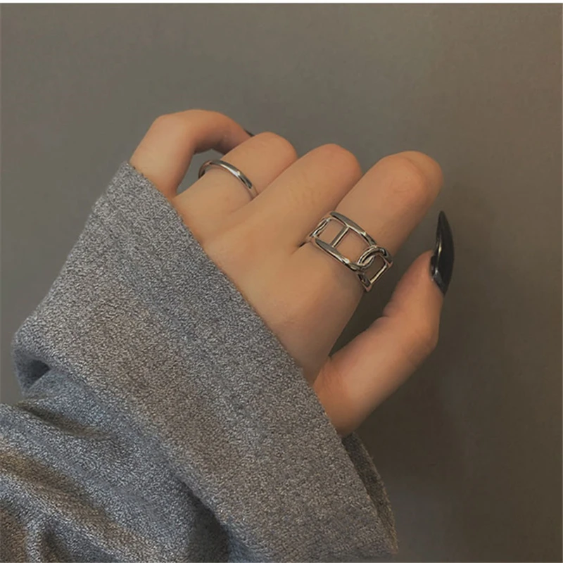 HUANZHI 2020 минималистичный дизайн цепи посеребренные полые ретро Регулируемые