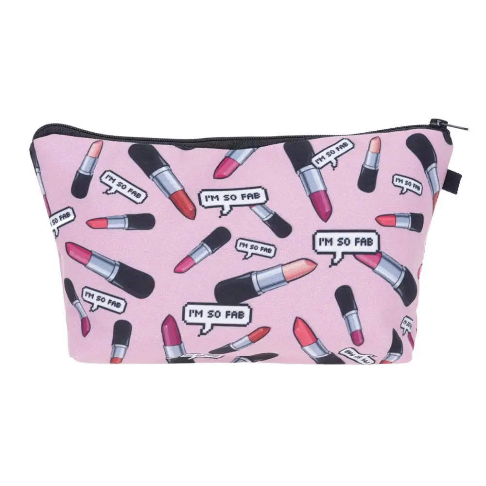 

Cosmetic Bag rouge Fashion Print Women Brand makeup bags Cute bag headset candy Cosmetic printing Collection Casual men zipper