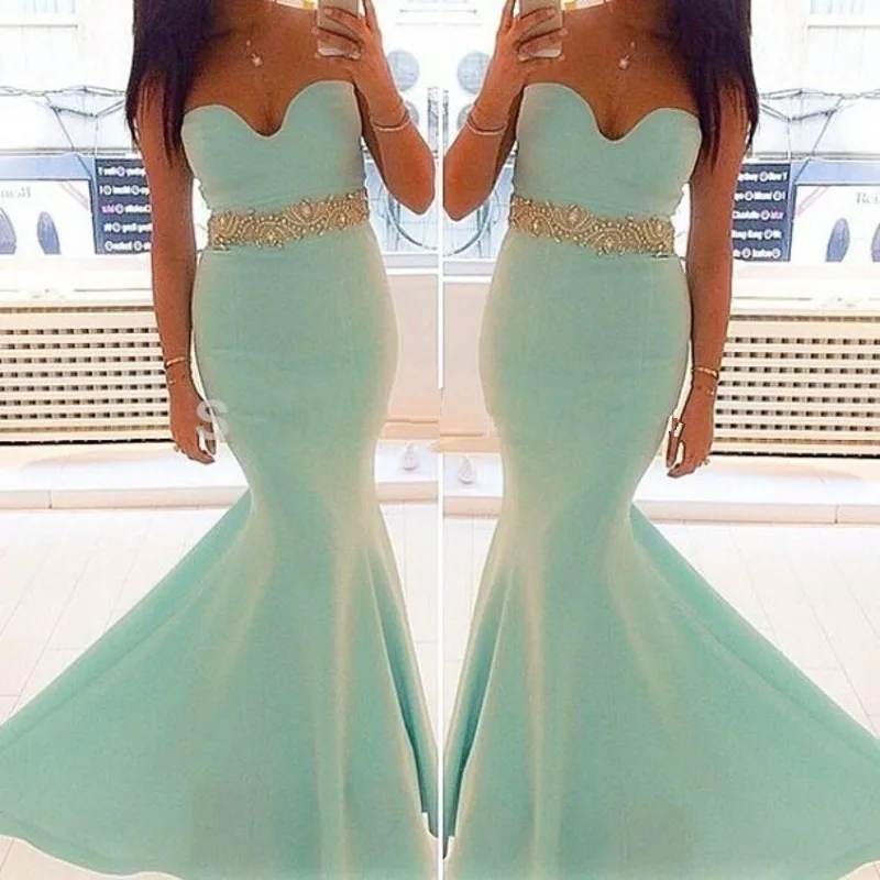 

New Real sweetheart Mermaid long Prom Dresses 2015 Beaded Women Fishtail Party Gown vestidos para festa vestido formatura longo