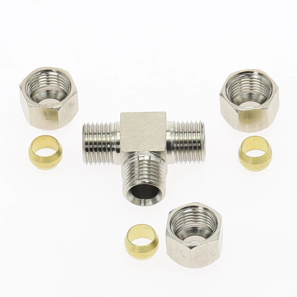 Пневматические фитинги латунные T Тип 4681012 мм диаметр трубы компрессионная муфта