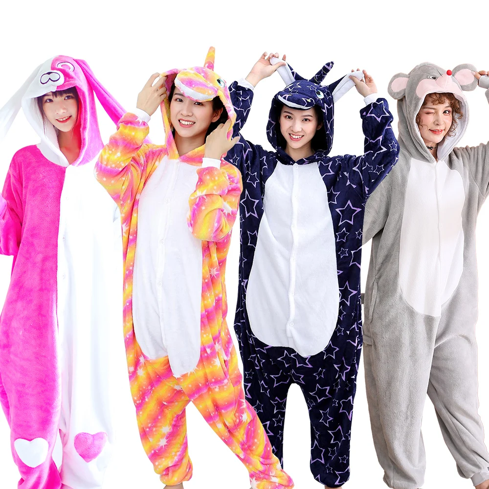 KIGUCOS фланелевые теплые пижамы для женщин зимняя Пижама комбинезоны унисекс