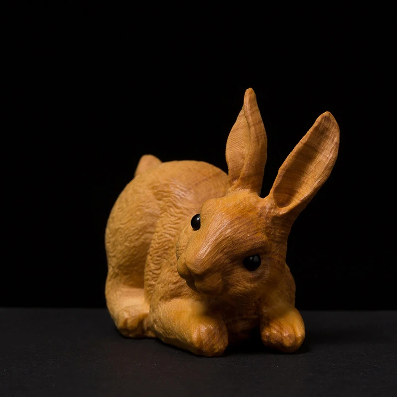 

Статуя кролика, животного, резьба по дереву из ящика, резьба по дереву, ремесла, кролик со знаками Зодиака, украшения для дома