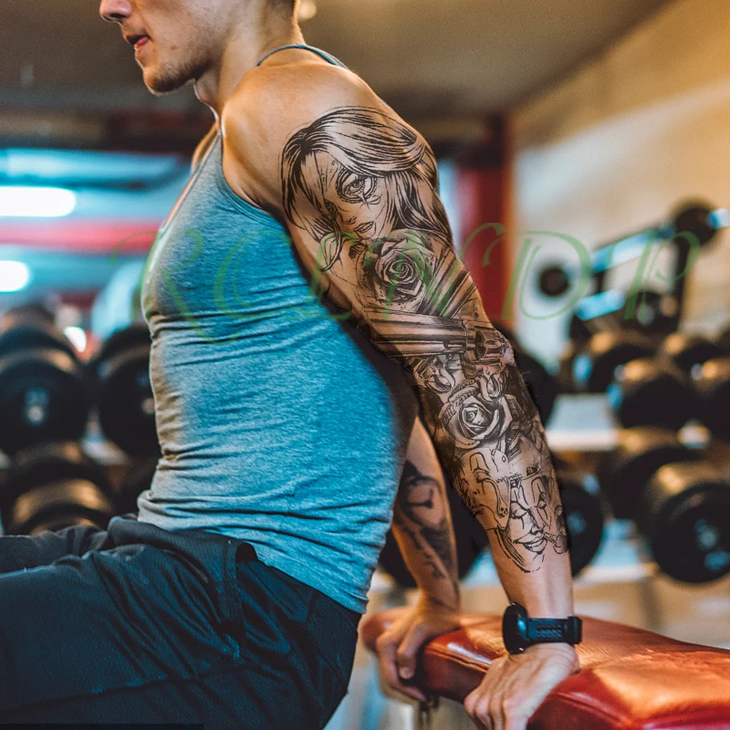 Водонепроницаемая Временная тату-наклейка пистолет Цветочная маска длинные