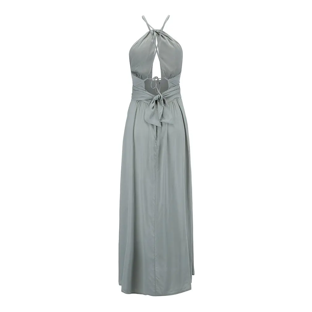 

2021 New Women Summer Boho Maxi Long Dress Evening Party Beach Dresses Sundress Backless Halter Dress Summer