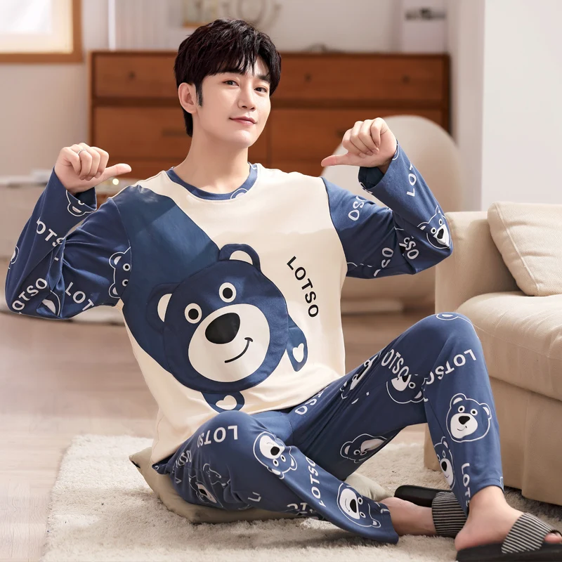 Новинка 100% осенне-зимние пижамные комплекты из 2021 хлопка с милым мультяшным