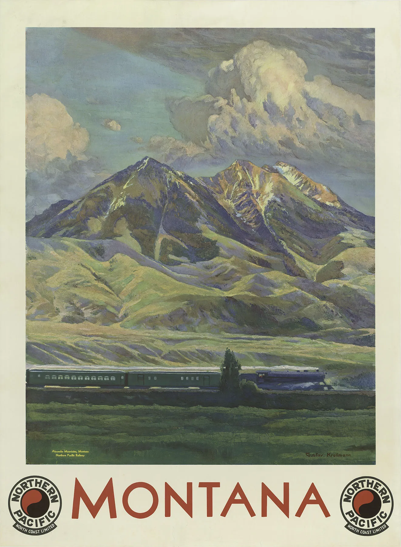 

400X300MM Northern-Pacific-Railway-Montana-Gustav-Krollmann-1935 jumbo fridge magnet SFM-0537