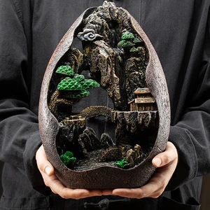 mountain river waterfall incense burner creative home decor incense holder portable resin smoke backflow censer handicrafts free global shipping
