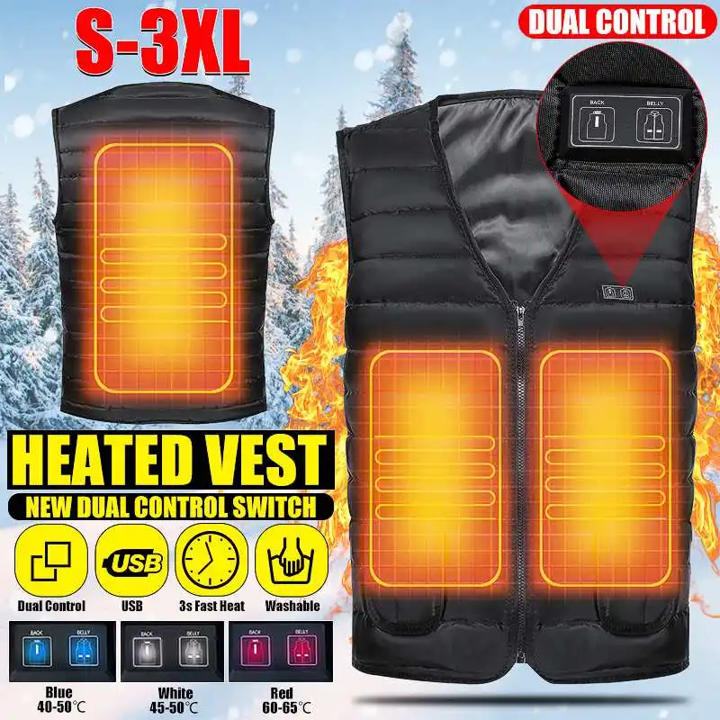 

Heated Vest Jacket Washable Usb Charging Dual control switch Electric Heating Warm Jacket Outdoor Camping Hiking Heated Jacket