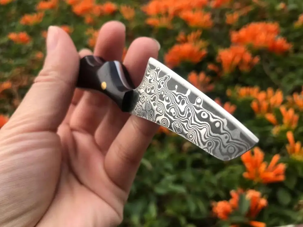 90 слоев Дамасская сталь фиксированный нож ручной работы кованый охотничий 60HRC Ebony