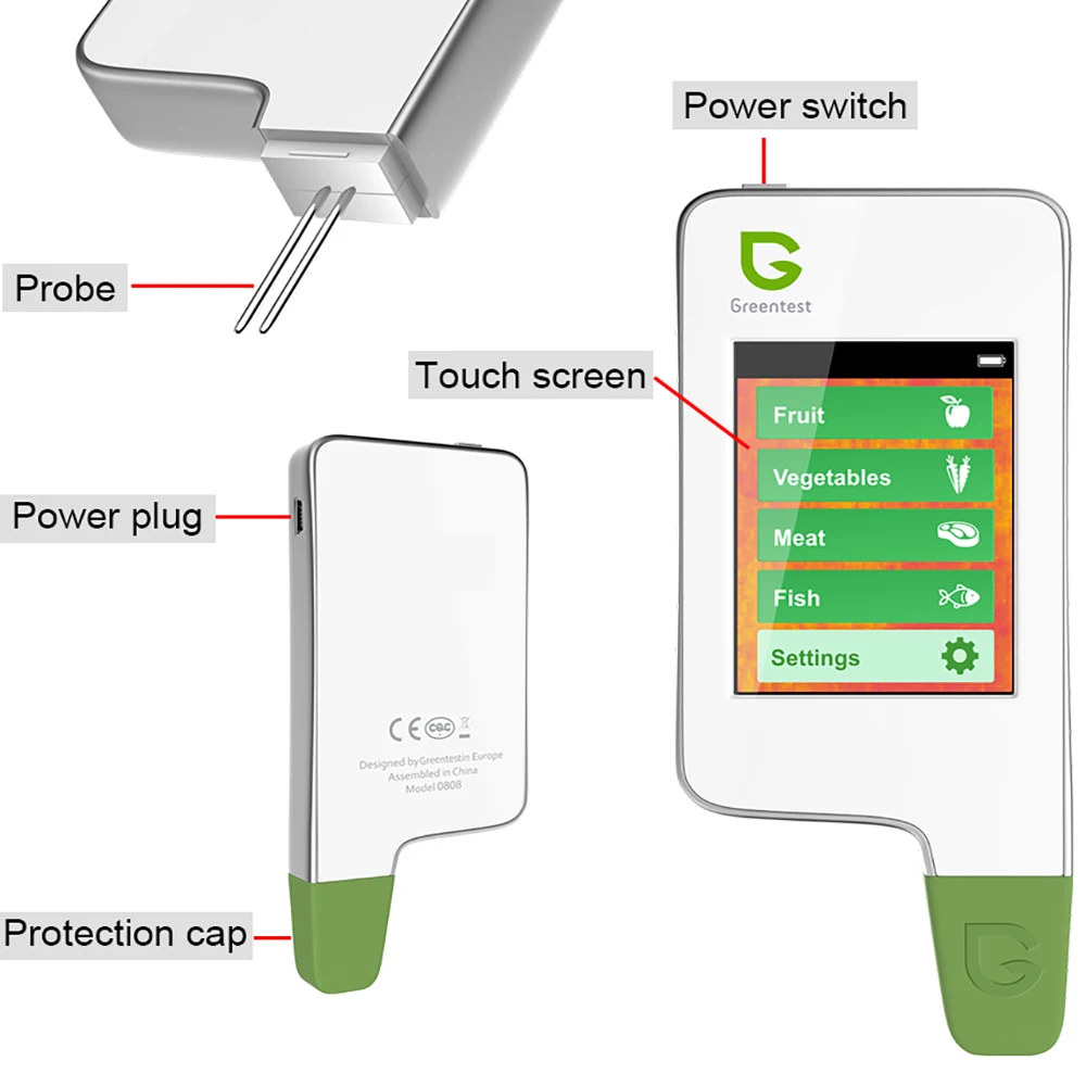 Мясо рыба нитратный тестер, Greentest-2F нитратный тестер кухня цифровой детектор пищи мяса, рыбы и 64 видов фруктов и овощей