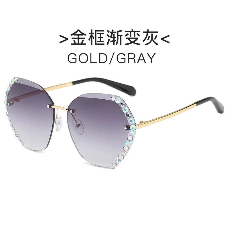 2020 алмазные блестящие 4 цвета металлические очки без оправы женские модные