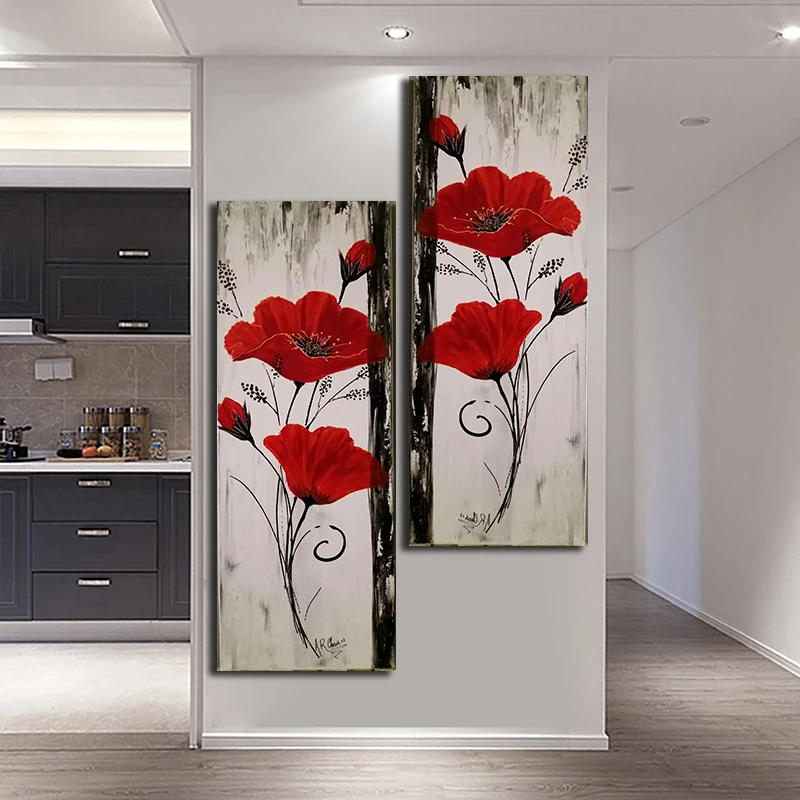 

Abstract Red Flower Oil Painting Modern Floral Printed Wall Art Pictures Poster and Prints Cuadros Home Decor for Living Room