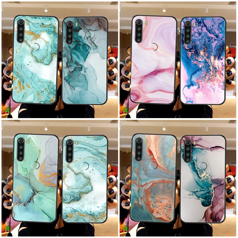 

Vintage Marble Texture Phone case For Xiaomi Redmi Note 7 7A 8 8T 9 9A 9S 10 K30 Pro Ultra black luxury bumper art Etui tpu