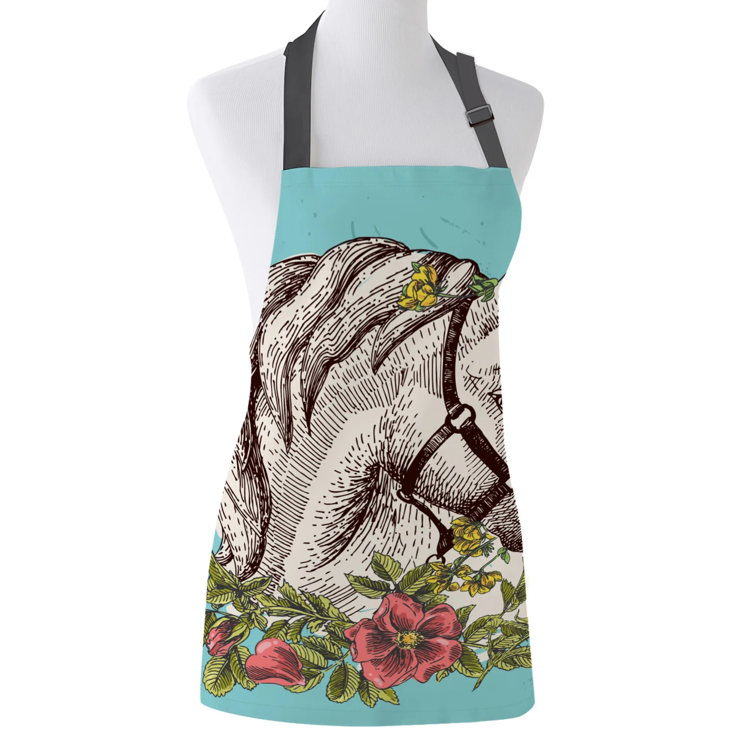 Животные в богемном стиле белый конский фартуки с принтом кухня домашний холст