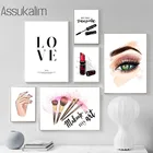 Модные художественный принт макияж холст картины губная помада плакат Нейл-арт настенная принты современный красота настенное украшение для салона фотографии