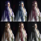 Allaosify синтетические волосы, Длинные прямые BJD парик для кукол серебристо-серый черный