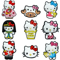 1pcs 2021 cute anime cat croc charms cat accessories decorations pvc cartoon animal for hello kitty sanrio women children gifts
