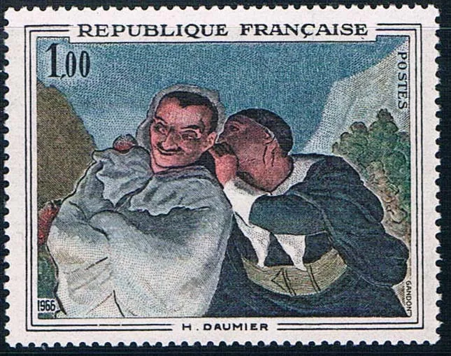 FR3018 Французский штамп 1966 художественная серия Dumier живопись два слуга 1 шт Новые