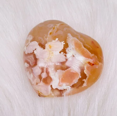 

Натуральный цветок вишни, Агат в форме сердца, подарок, свадебное украшение