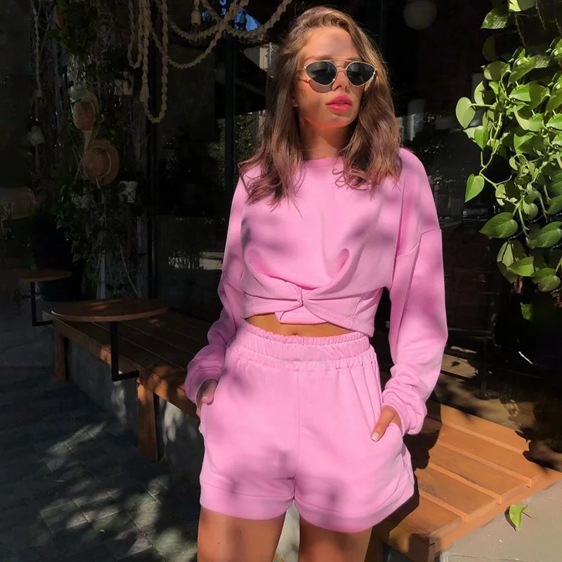 

women's shorts Suit 2020 Autumn design sweater suit urban casual pants long-sleeved top sports two-piece suit Pullover set