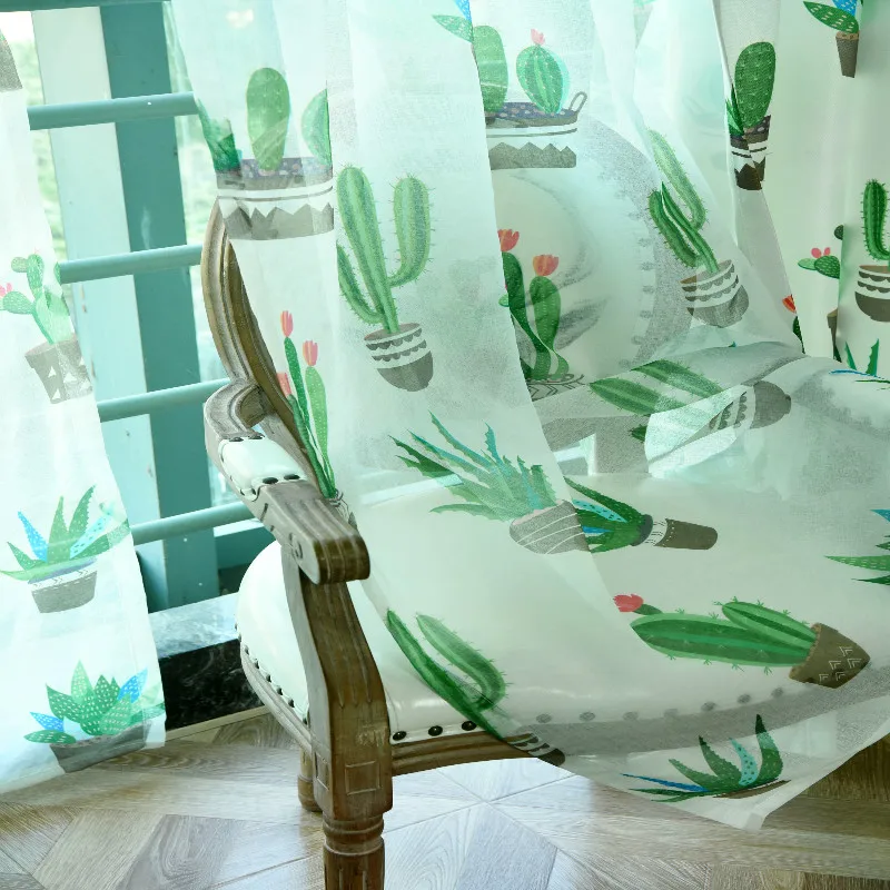 Светонепроницаемая занавеска для гостиной с принтом листьев в горшке спальни