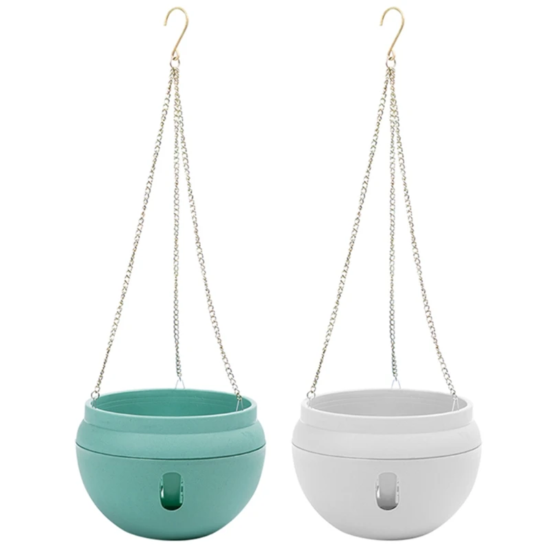 

Bowl-Shaped Plastic Flower Pot Garden Self Watering Hook Hanging Planter Water Storage Release Plant Holder Basket