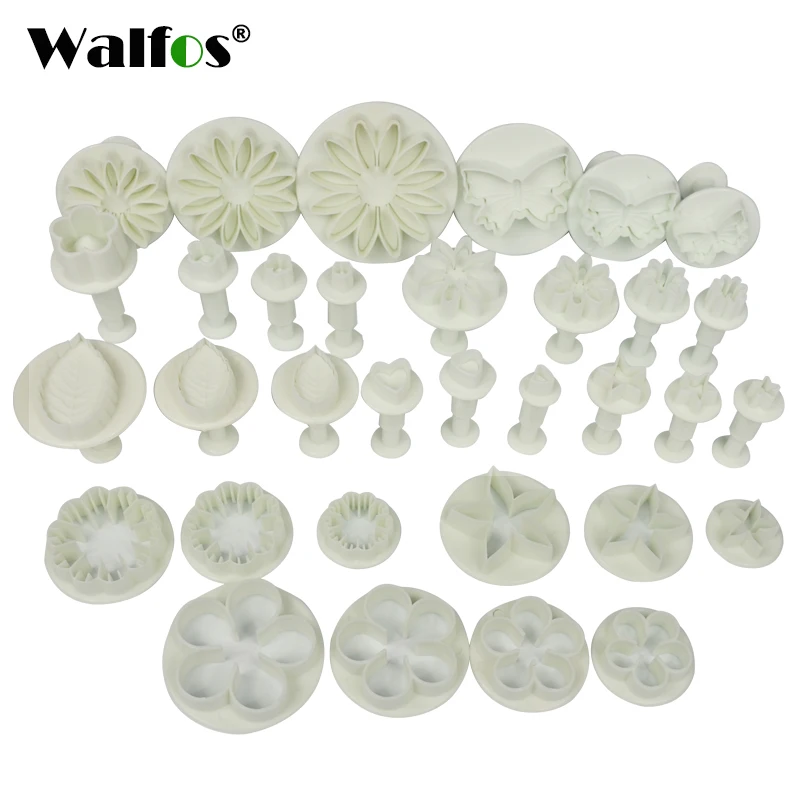 

Walfos 33 pieces Plunger Fondant Cutter Cake Tools Cookie Biscuit Cake Mold Mould Craft DIY 3D Sugarcraft Cake Decorating Tools