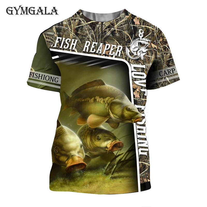 2020 Красивая Мужская футболка с 3D принтом в виде ловли карпа Harajuku модная коротким