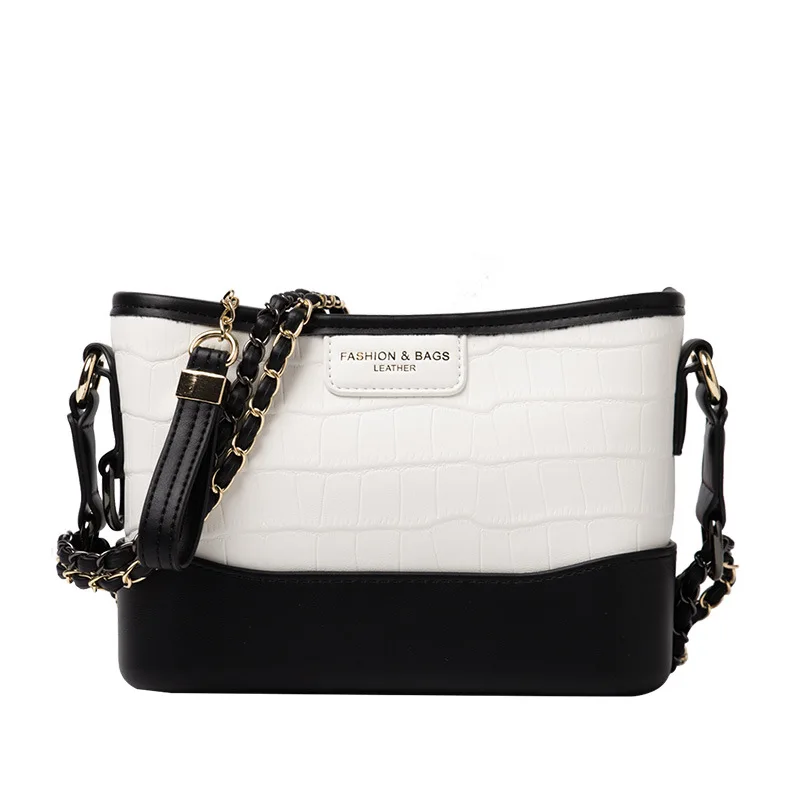 

New women's chain bucket bag 2021 fashion one-shoulder messenger bag crocodile pattern retro trend stray small bag female bag