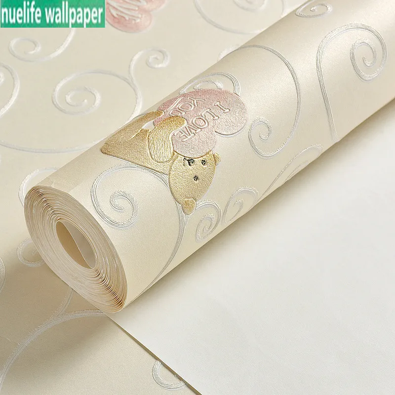

Environmentally friendly cartoon cute bear non-woven wallpaper boy and girl children's room office shop wallpaper 3d wallpaper