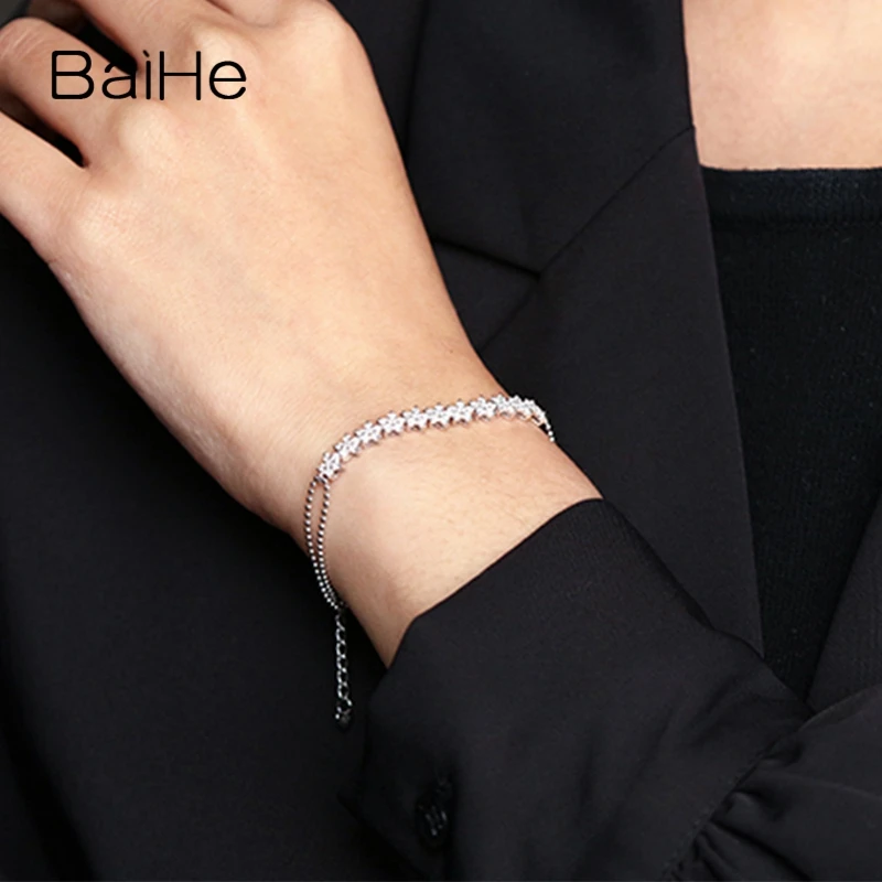 BAIHE однотонное 14K желтое золото 1ct H/SI натуральные бриллианты свадебные женские