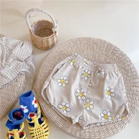 7765 baby girl clothes fashion short korean summer 2021 baby girl short sunflower print shorts 1 7t kids pants cotton outfits