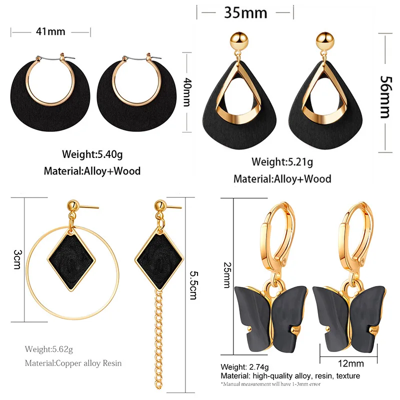 

POXAM New Korean Statement Earrings for women Black Cute Arcylic Geometric Dangle Drop Gold Earings Brincos 2021 Fashion Jewelry