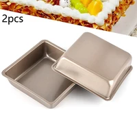 2pcs 4 inch cakemoulds nonstick diy square baking pan diy easy release toast plate toast bread mold kitchenn accessories