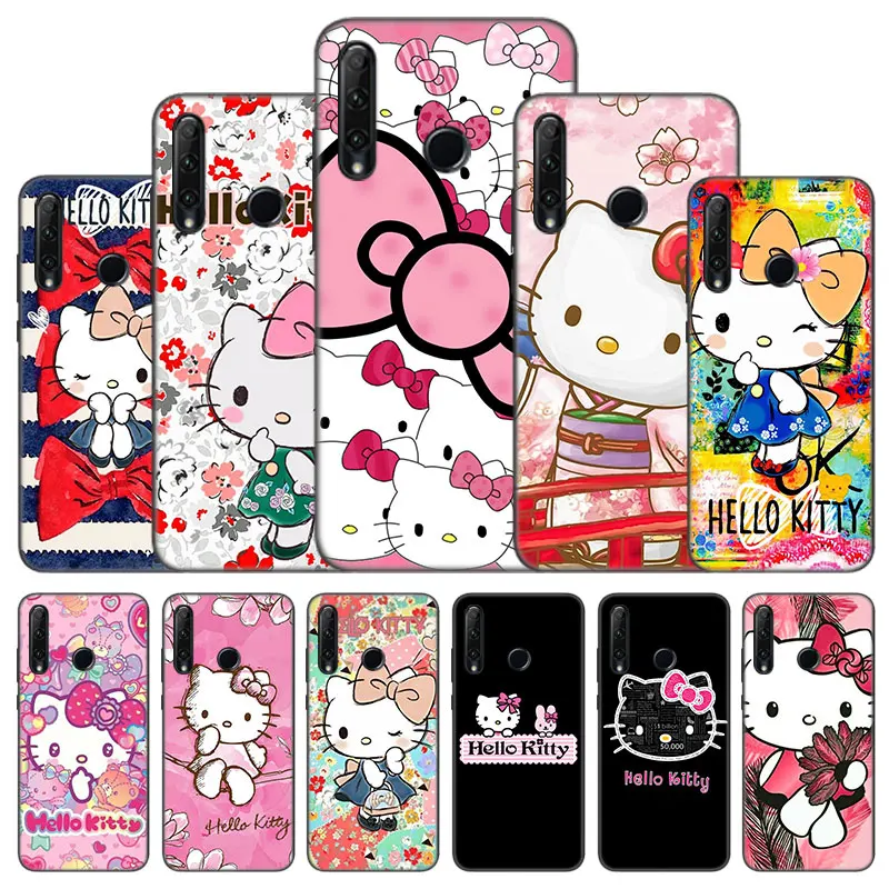 

Милый чехол kawaii kitty cat для Huawei Honor 10X Lite 7A 8A 9X 20 Pro 7S 8C 8S 8X 9A 9C 10i 20i 30i 20E 20S 8 10 Lite, черный чехол