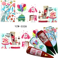 2022 1 pc nail art water transfer slider stickers full wraps valentines romantic tower design decal decoration manicure