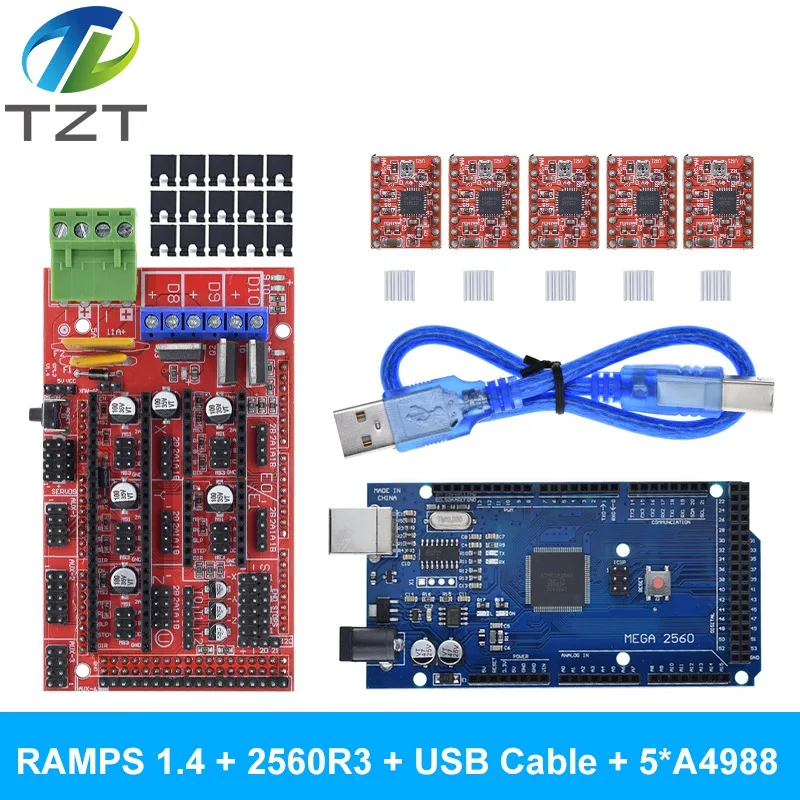1 шт. МЕГА 2560 R3 для Arduino + RAMPS 4 контроллер 5 A4988 шаговый драйвер модуль 3D Принтер