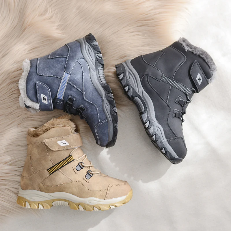 Детские зимние ботинки водонепроницаемые Нескользящие теплые плюшевые