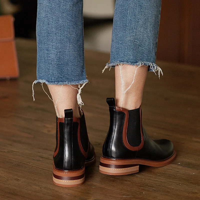 

MoonMeek 2020 New arrival fashion women boots low heel round toe mixed colors ladies shoes autumn winter ankle boots