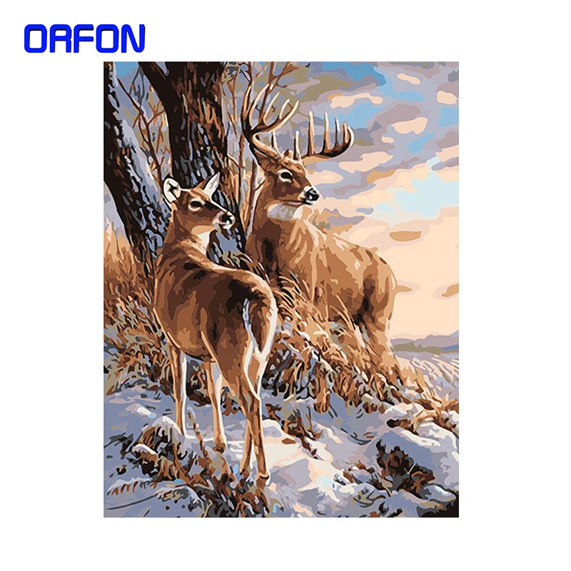 ORFON рамка в виде оленя &quotсделай сам&quot &quotСнежный пейзаж&quot каллиграфия живопись