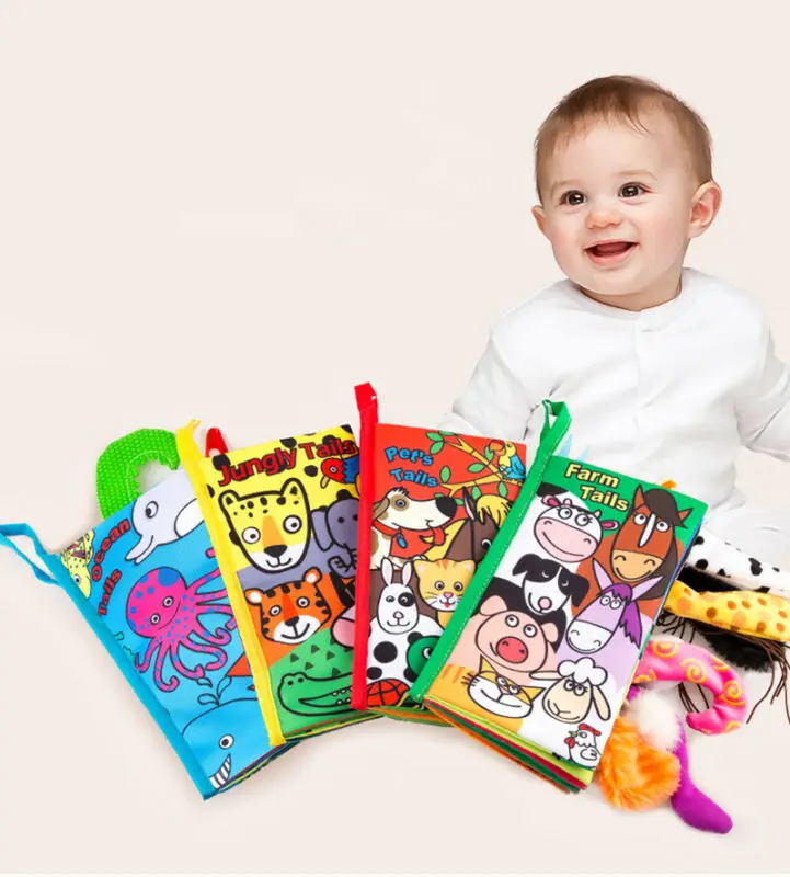 Развивающие книги для новорожденных детей развивающие 3D Животные хвосты
