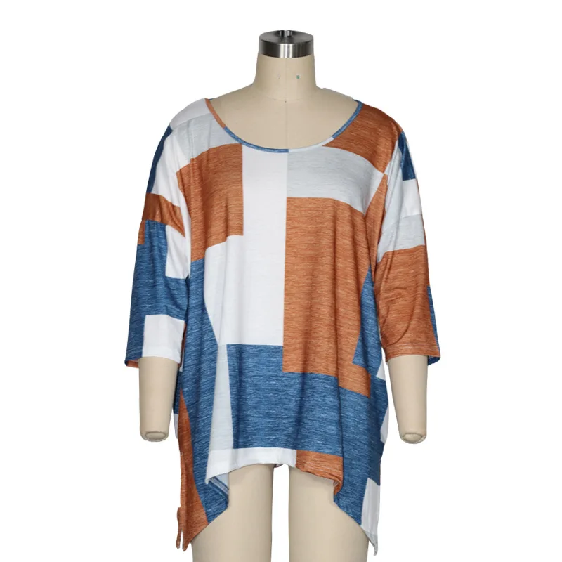 

Женский пуловер с коротким рукавом и круглым вырезом, в уличном стиле, Женская коричневая футболка большого размера с принтом VITIANA, женские ...