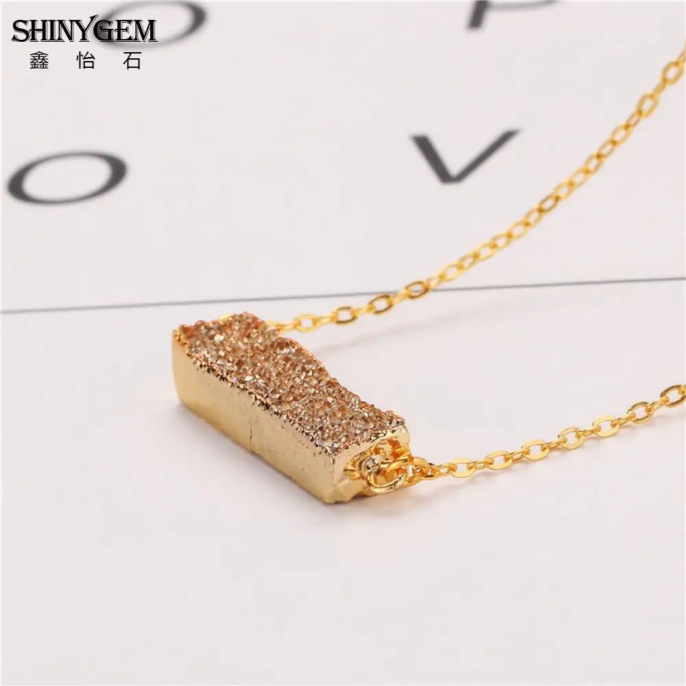 Женское Ожерелье с натуральным кристаллом ShinyGem Charm 8*30 мм|chokers necklaces for women|druzy