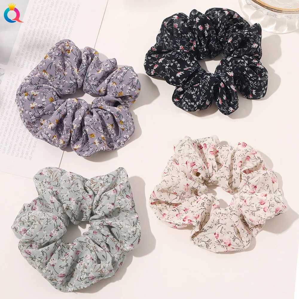 

Wholesale women chiffion froal hair scrunchies Hair bands girl's elegant summer hair Tie Accessories Ponytail Holder