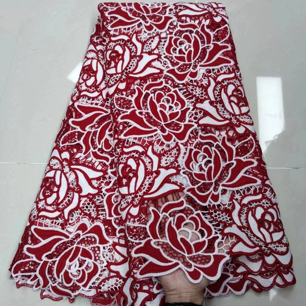 Небесно-голубой Африканский шнур гипюр Водорастворимая кружевная ткань 2020