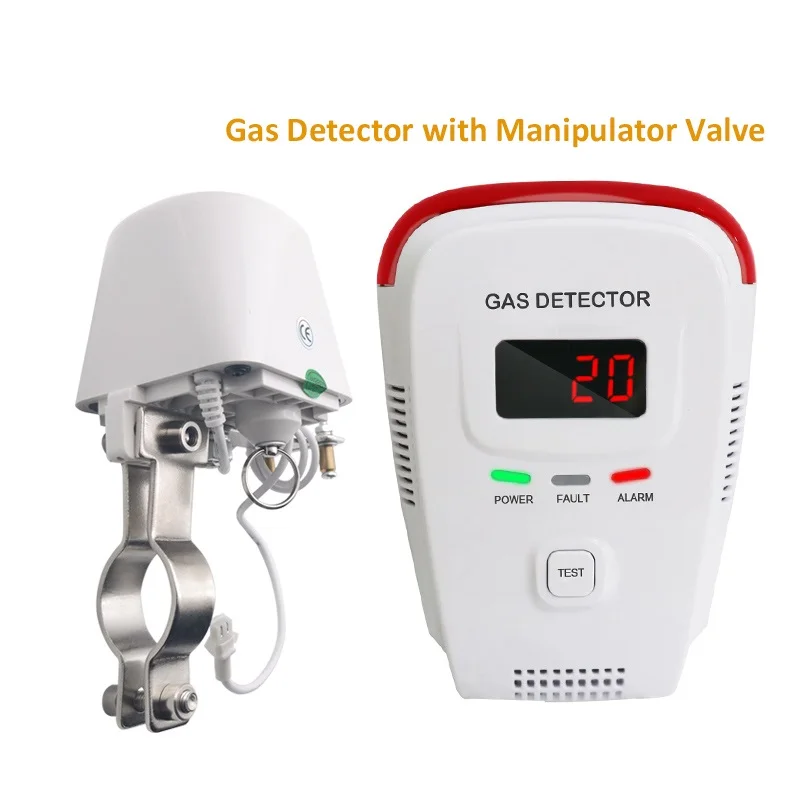 Natural Gas Leakage Detector Sensor Household Gas Leakage Alarm System with DN15 Manipulator Valve for Home Security