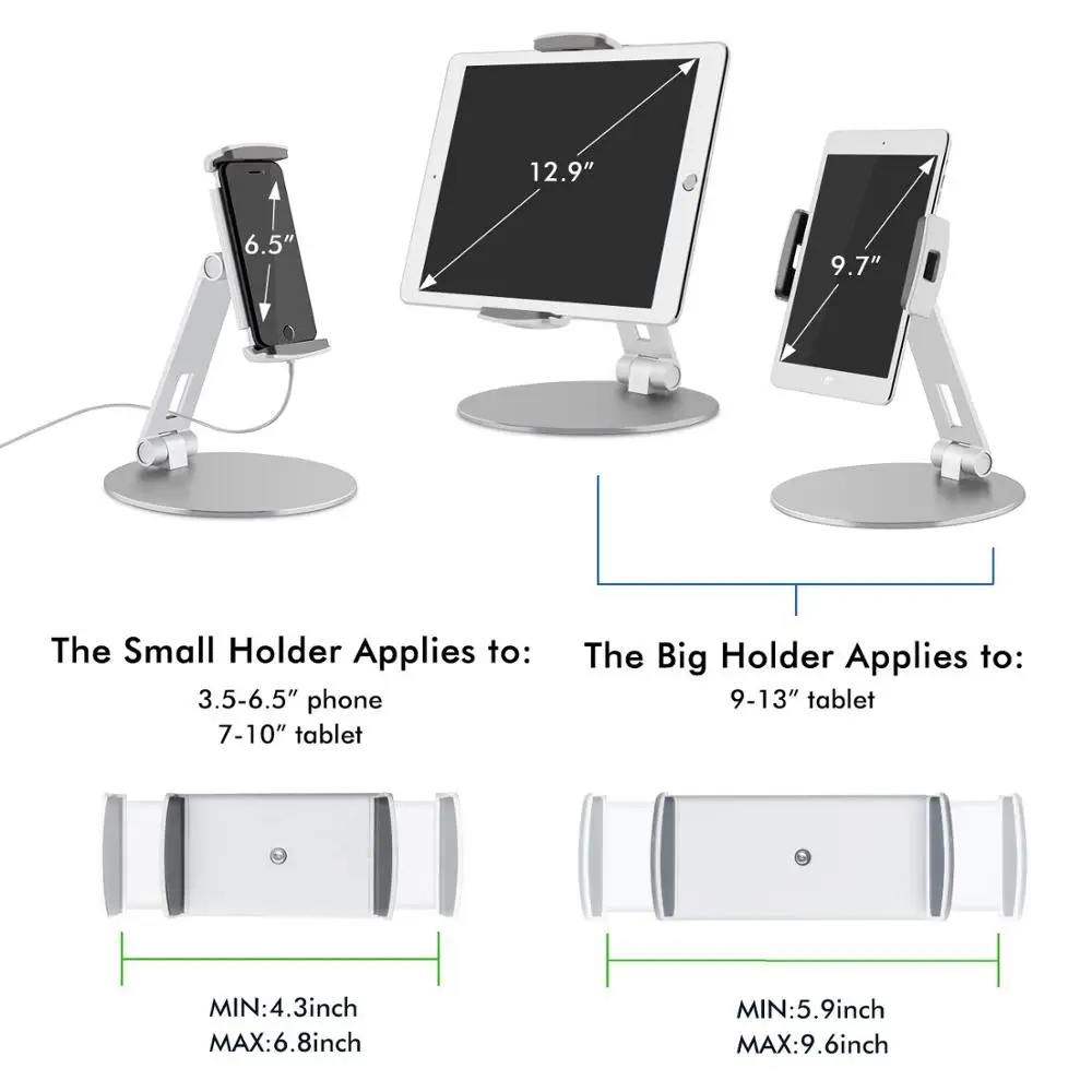Kitchen Tablet Stand Adjustable Desktop Aluminum Holder for PC Folding Mobile Phone Mount iPad Air Mini Pro 12.9inch | Компьютеры и