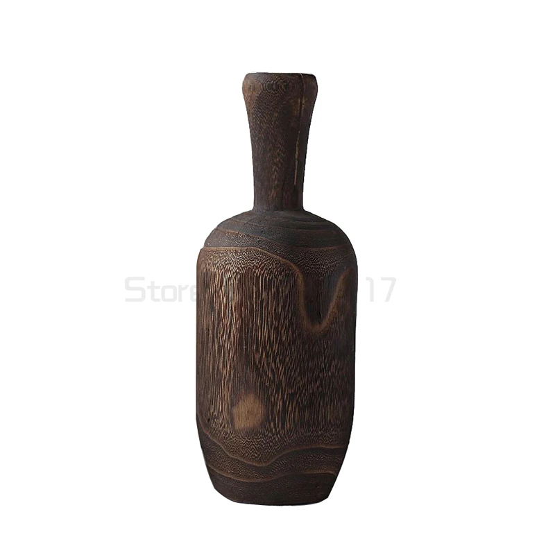 

Nordic retro solid wood Zen dry flower vase living room bedroom decoration